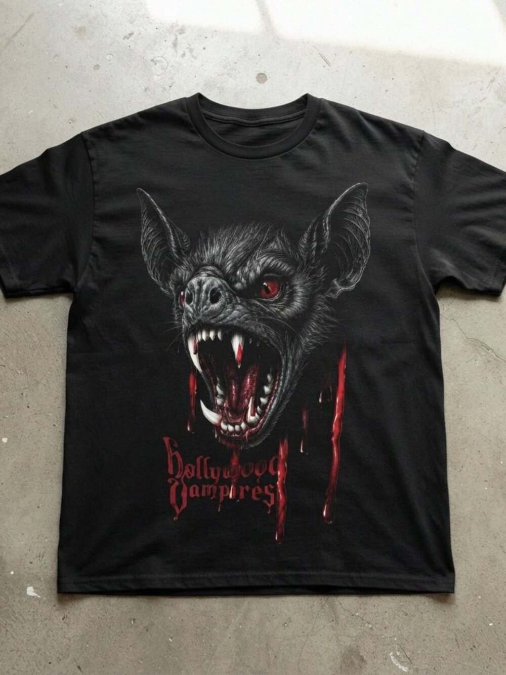 Hollywood Vampires Vampire Bat Bloody Logo Rock T-Shirt